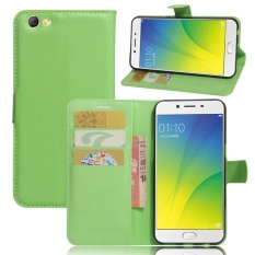 Leather Flip Cover Casing Ponsel Dompet Tempat Kartu untuk OPPO F3 Plus (hijau)-Intl