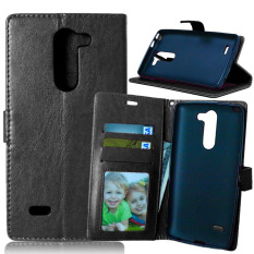 Dompet Kulit Case Flip Penutup With Kartu Kredit Pemegang ID untuk LG G3 Stylus D690 D690N D693 (Hitam)