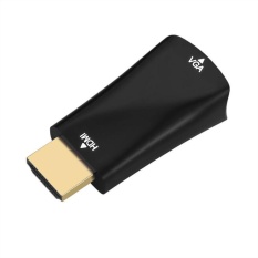 Leegoal Konverter HDMI ke VGA Konektor Berlapis Emas Untuk PC Komputer Laptop TV Kotak Kabel Warna Hitam