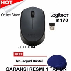 Logitech M170 Wireless Mouse - Hitam + Mousepad Bantal