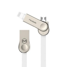 MCDODO 2 In 1 CA1800 1 M 2.1A 8 Pin + Micro USB Ke USB Kirsite Cover Flat Noodle Data Sync Charging Cable dengan Paduan Seng Kepala untuk IPhone dan IPad dan IPod dan Samsung dan HTC dan Sony dan Huawei dan Xiaomi dan Meizu dan OPPO (Putih) -Intl