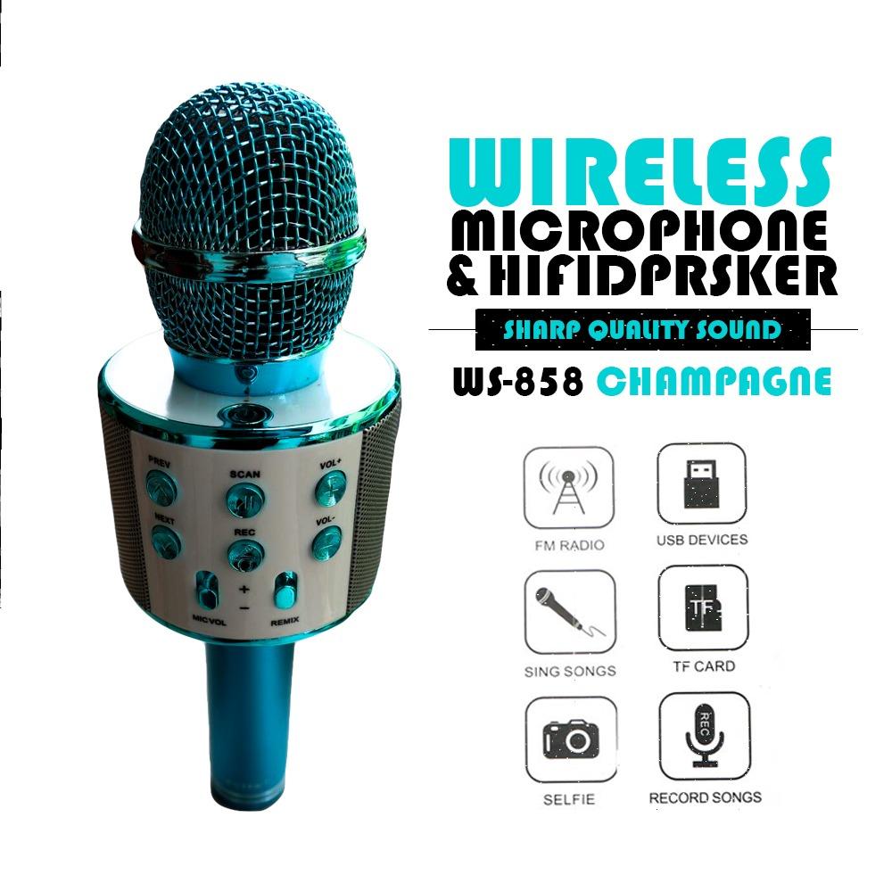 MIC Smule Karaoke Portable WS-858 Bluetooth Wireless Microphone Speaker USB