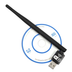Mini Portable USB WiFi Receiver Adapter 150Mbps Lan Wireless Network Card Accessory with 5DB Antenna Driver CD for Windows 7 8 10 XP Vista System Computers Laptops - intl