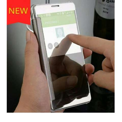 MNC Case Samsung Galaxy J7 Prime Flipcase Flip Mirror Cover S View Transparan Auto Lock Casing