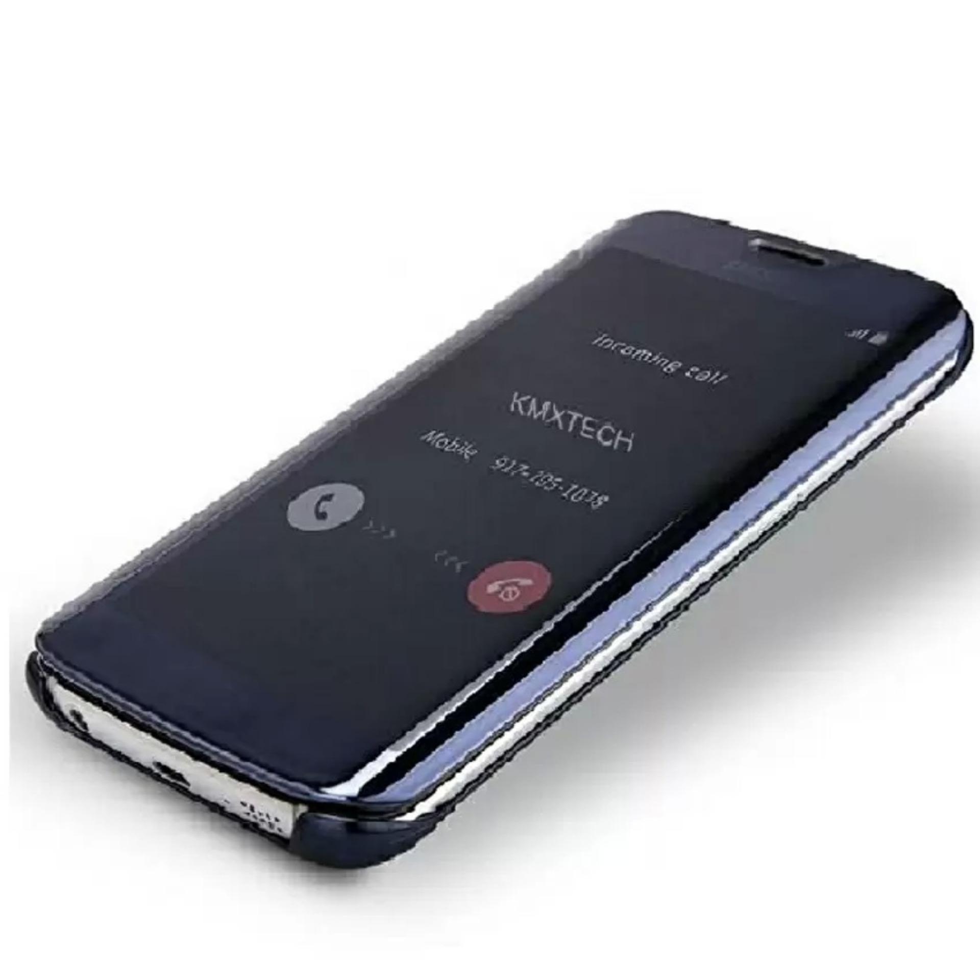 MNC Flipcase Flip Mirror Cover S View Transparan Auto Lock Casing Hp For Samsung J7 Prime -Black