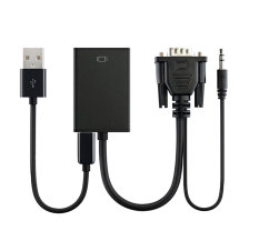 NiceEshop VGA Male untuk HDMI Output 1080 P HD + Audio AV HDTV Video Kabel Konverter Adaptor untuk Laptop PC -Intl