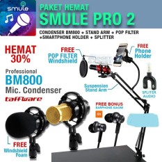 Paket SMULE PRO 2 Mic BM800 + Stand Arm + Pop Filter + Phone Holder