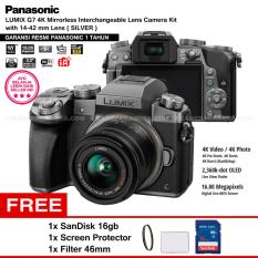 Panasonic DMC-G7K Silver - Kamera Mirrorless G7 WiFi 4K 16MP + Lumix G Vario 14-42mm/ F3.5-5.6 II ASPH (Garansi Resmi) + Screen Protector + SanDisk 16GB + Filter 46mm