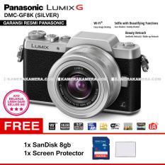 PANASONIC LUMIX DMC-GF8K (SILVER) with LUMIX G VARIO 12-32mm WiFi 16MP Built in Flash Full HD - Garansi Resmi Mirrorless Camera GF8 + SanDisk 8gb + Screen Protector