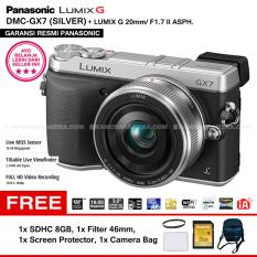Panasonic Lumix Dmc-gx7c Silver + Lumix G 20mm/f1.7 Ii Asph. 16mp Wifi Tiltable Live Viewfinder Full Hd (Garansi Resmi) + Filter 46mm + Sdhc 8gb + Screen Protector + Camera Bag