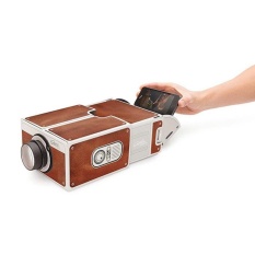 Portable DIY Kardus Smart Phone Projector Cinema Proyektor Mini Hadiah Mainan-Internasional