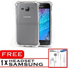PROMO Case Anti Shock / Anti Crack Elegant Softcase for Samsung Galaxy J1 2015 (J100) - White Clear + Free Headset Samsung