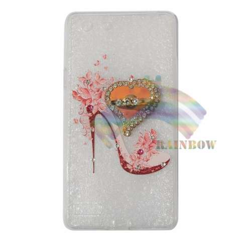 Rainbow Oppo Neo 7 A33 Soft Case Paint Girly + Pearl Phone Holder Ring / Case