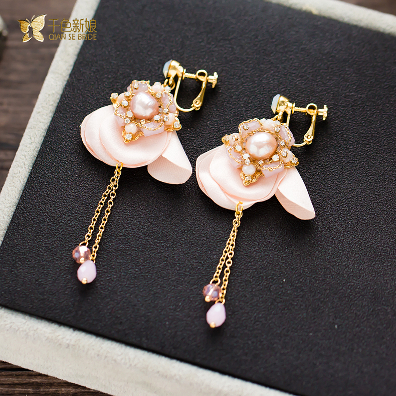 Ribuan Warna Model Korea Mempelai Wanita Baru Menikah Anting Anting Jepit Tanpa Tindik