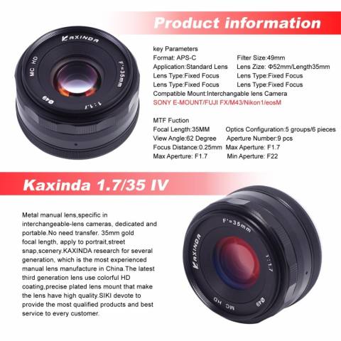 Roolad Kaxinda 35 Mm F/1.7 Bukaan Apertur Manual Fokus Lensa untuk Olympus M43 Panasonic Xiaoyi Digital Mirrorless Kamera em EP PL GX Hitam Perak-Internasional 1