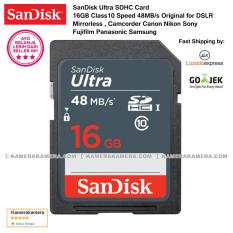 SanDisk Ultra SDHC Card 16GB Class 10 Speed 48MB/s Black Original for DSLR Mirrorless , Camcorder Canon Nikon Sony Fujifilm Panasonic Samsung