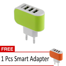 Smart Adaptor Charger 3 PORT USB - Hijau + Free Smart Adaptor Charger 3 PORT