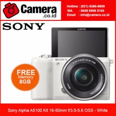 Sony Alpha A5100 Kit 16-50mm - White +FREE 8GB - Kamera Mirrorless