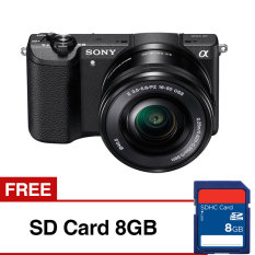 Sony Alpha a5100Kamera Digital Mirrorless - Lensa 16-50mm - 24.3 MP - Hitam + Gratis SD Card8GB