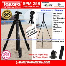 TAKARA SPM-25B Photo / Video Professional Tripod Monopod SPM 25B - Max Height 1580mm Free Tripod Bag + Tripod Mount for DSLR Mirrorless Camera Canon Nikon Sony Fujifilm Panasonic and Action Camera GoPro Brica Xiaomi Yi Kogan and SmartPhone