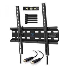 Tilting TV Wall Mount Bracket Low Profile for Most 23-55 Inch LED, LCD, OLED, Plasma Flat Screen TVs with VESA up to 88lbs 400x400mm - Bonus HDMI Cable, Bubble Level and Cable Ties by PERLESMITH - intl