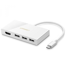 UGREEN USB C Adaptor USB 3.1 TYPE C untuk HDMI Adapter 4 K + 3D dengan 3 Port 5 Gbps Kecepatan Tinggi USB 3.1 TYPE C HUB untuk MacBook Baru, MacBook Pro, Chromebook Pixel, Dell XPS, MateBook dan Lainnya USB C Laptop-Intl
