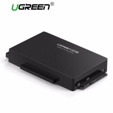 UGREEN USB Ke IDE Converter, USB 3.0 untuk SATA dan IDE, Hard Drive Adaptor untuk 2.5/3.5 Inch IDE, SATA HDD SSD, CD/DVD ROM CD-RW, COMBO, DVD-RW.DVD-RAM dengan 12V2A Adaptor Daya dan 4pin Kabel Daya, dengan ON/OFF Switch EU Plug-Intl