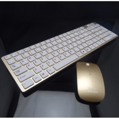 Ultra Slim Silent Nirkabel 2.4 GHz Mini Keyboard dan Mouse Set dengan USB Bluetooth Receiver untuk PC Laptop Android Smart TV -Intl
