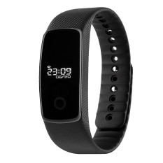Universal Bluetooth Smart Sport Gelang Kebugaran Pelacak Smart Sport Gelang Tahan Air Layar OLED Mendukung untuk Android dan IOS untuk Apple IPhone 6 Plus 5 S HTC Satu M8 Lenovo One Sony Xperia Z3 Huawei Samsung GALAXY Note 5 S6 4 Hitam-Intl