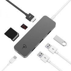 USB C Hub, CERTIFIED CharJenPro Hub Adapter 3.1 with Type C charging port, HDMI 4K, 3 USB 3.0 ports, SD Card Reader for Macbook Pro 2017 / 2016, iMAC, Google Chromebook, Samsung S8 and more