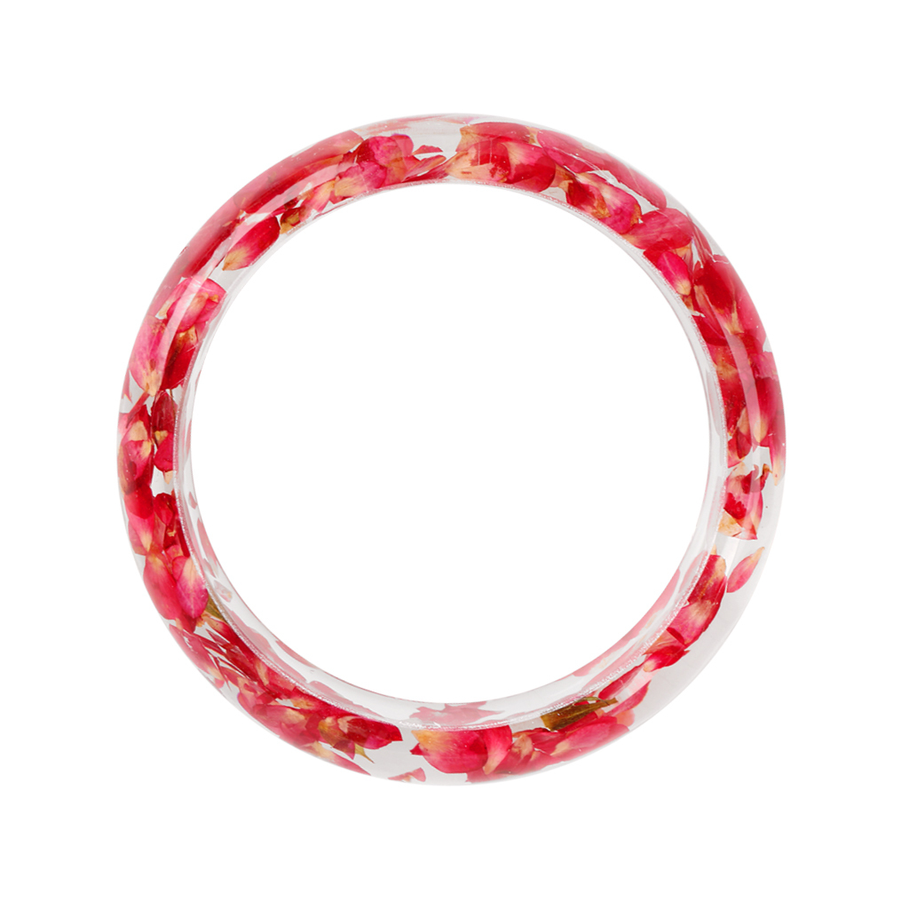 Vintage Clear Plastik Lucite Bangle Gelang Kering Floral Daisy Bunga Merah-Intl