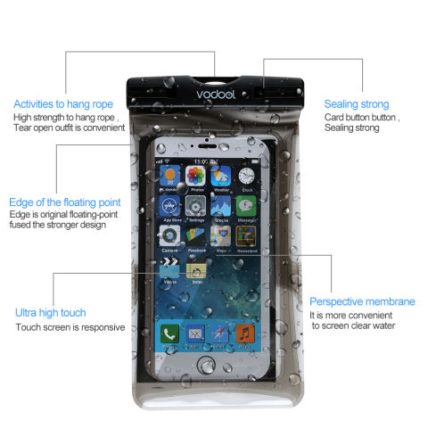 VODOOL Umum Case Tahan Air Tas Tahan Terhadap Udara With IPX8 Besar Ukuran 17.27 Cm Cocok untuk IPhone 7 6 S Plus 6 S 6 5 S 5 5C 4 S 4, untuk Samsung Galaxy S7 S6 Edge S5 3