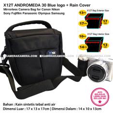 X12T Andromeda 30 Blue logo with Rain Cover Tas Kamera Mirrorless for Canon Nikon Sony Fujifilm Panasonic Olympus Samsung