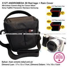 X12T Andromeda 30 Red logo with Rain Cover Tas Kamera Mirrorless for Canon Nikon Sony Fujifilm Panasonic Olympus Samsung