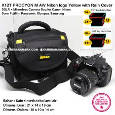 X12T PROCYON M AW Nikon logo Yellow with Rain Cover for DSLR + Mirrorless Camera Bag for Canon Nikon Sony Fujifilm Panasonic Olympus Samsung