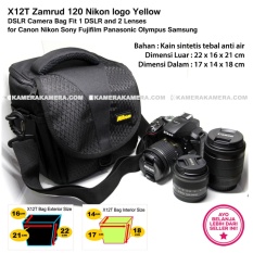 X12T Zamrud 120 Nikon logo Yellow for DSLR Camera Bag Fit 1 DSLR and 2 Lenses for Canon Nikon Sony Fujifilm Panasonic Olympus Samsung