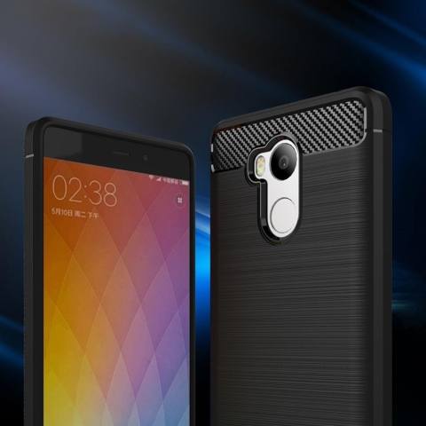Home; Xiaomi Redmi 4 Perdana/Pro Brushed Tekstur Carbon Fiber TPU Case Pelindung (