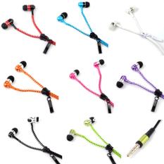 Zipper Earphones Stereo Bass In-Ear Wired Headset 3.5mm Connector Headphone with Microphone for All Type HP - Random Warna