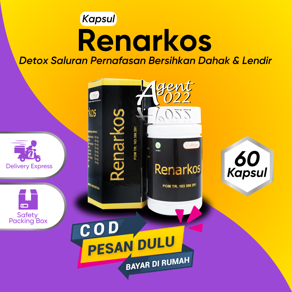 Herbal Alami Detox Paru Paru Saluran Pernapasan Kapsul Renarkos Obat