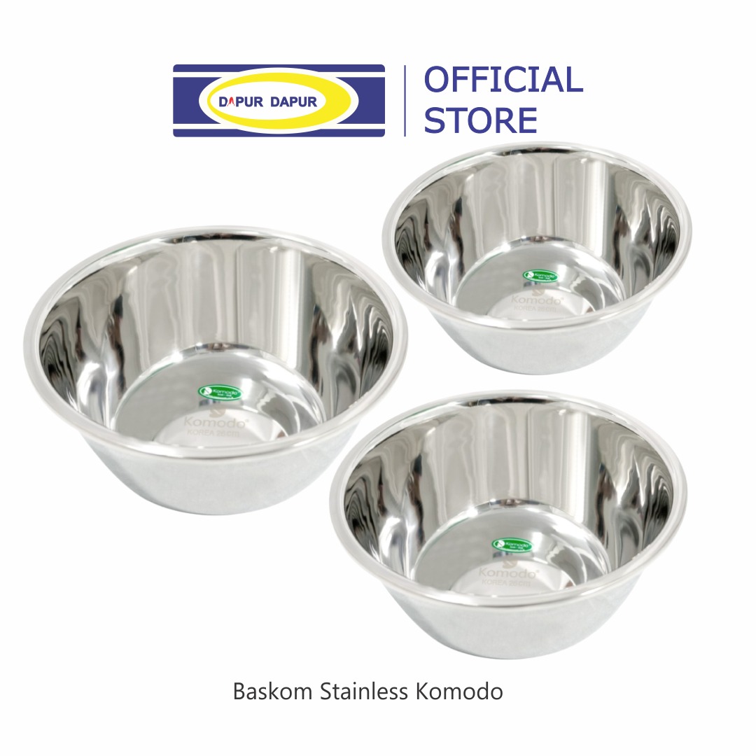 KOMODO Baskom Stainless Tebal Premium Quality Mixing Bowl Baskom Korea