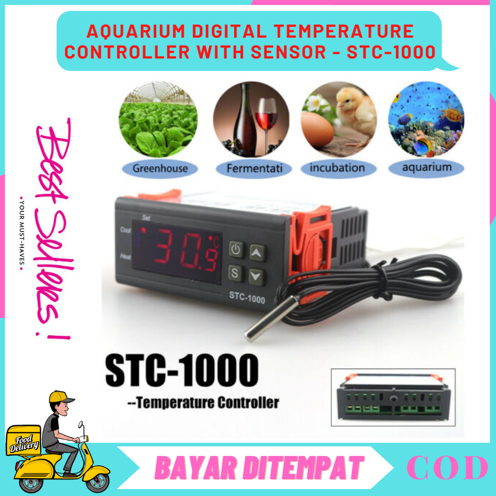 ORIGINAL Alat Pengukur Suhu Aquarium Digital With Sensor STC 1000