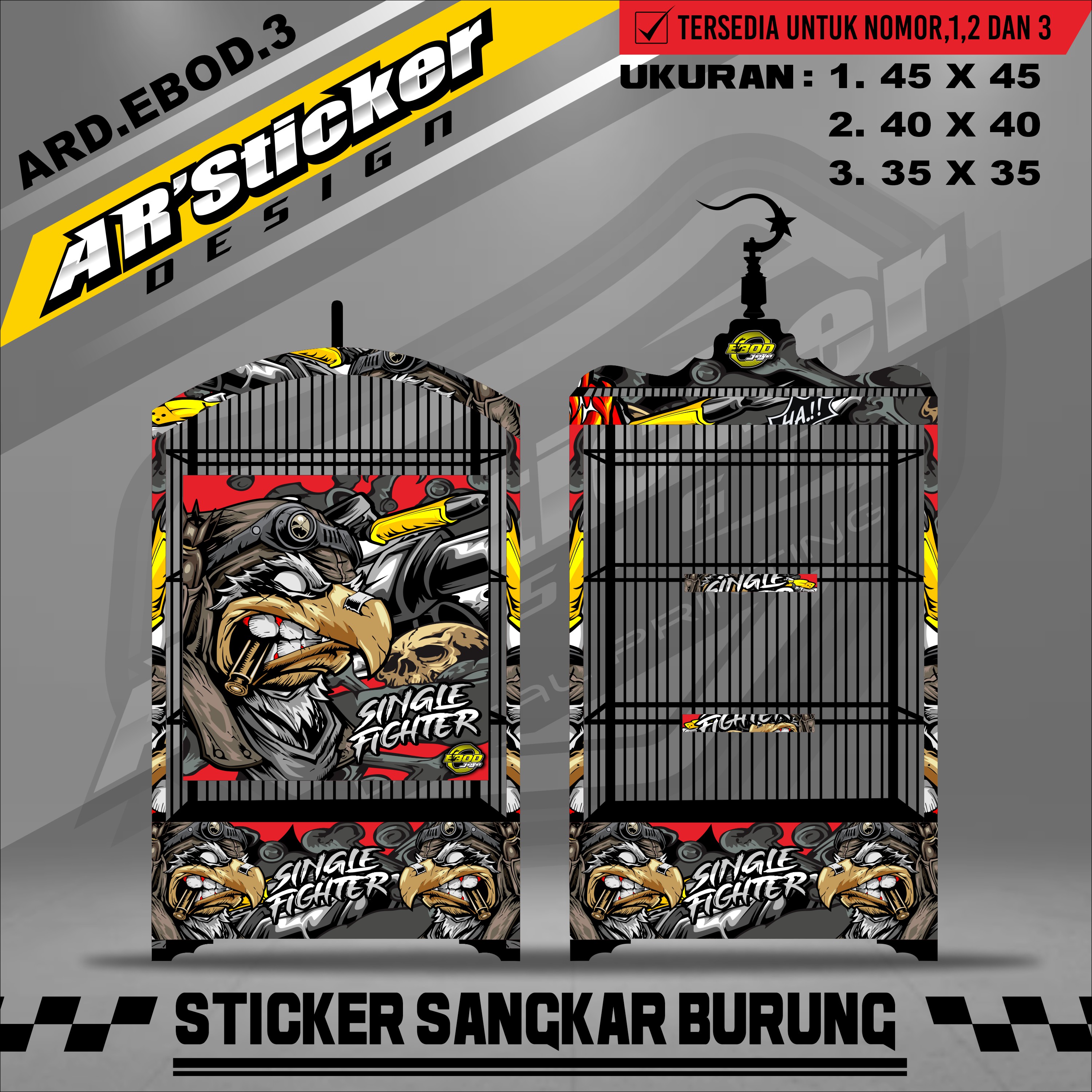 Stiker Sangkar Burung Kotak Sticker Decal Kandang Burung Ebod Kotak