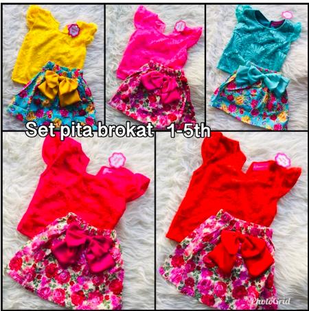 SETELAN pita brokat 1-5th pakaian pesta anak pakaian anak