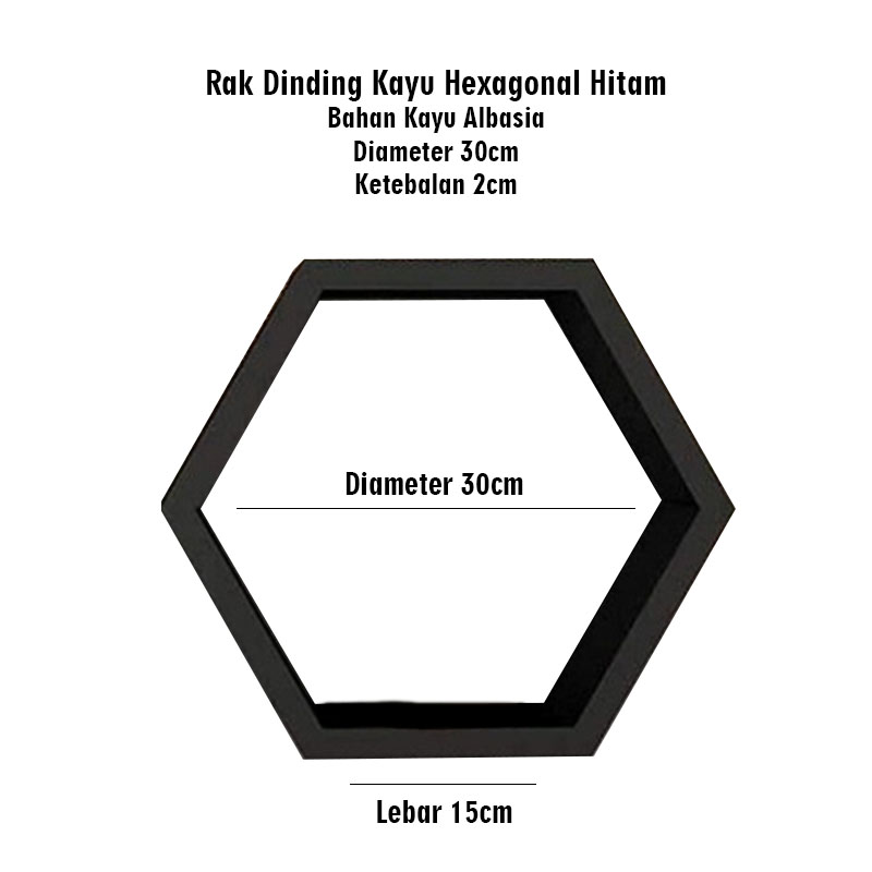 Rak Hexagonal Segi Enam 30cm Vernis Ambalan Dinding Minimalis Lazada