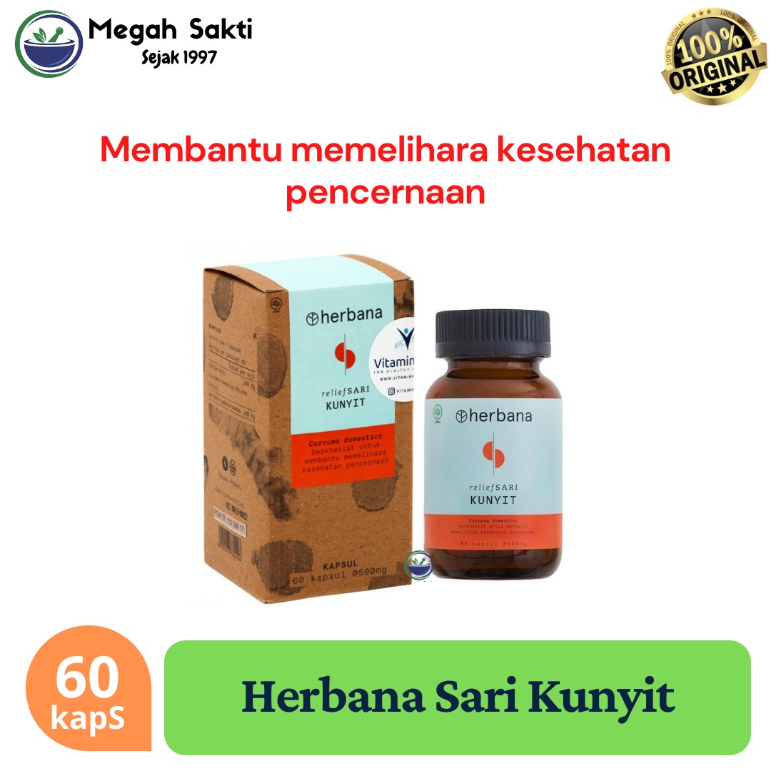 Herbana Relief Sari Kunyit Suplemen Pencernaan Kapsul Lazada