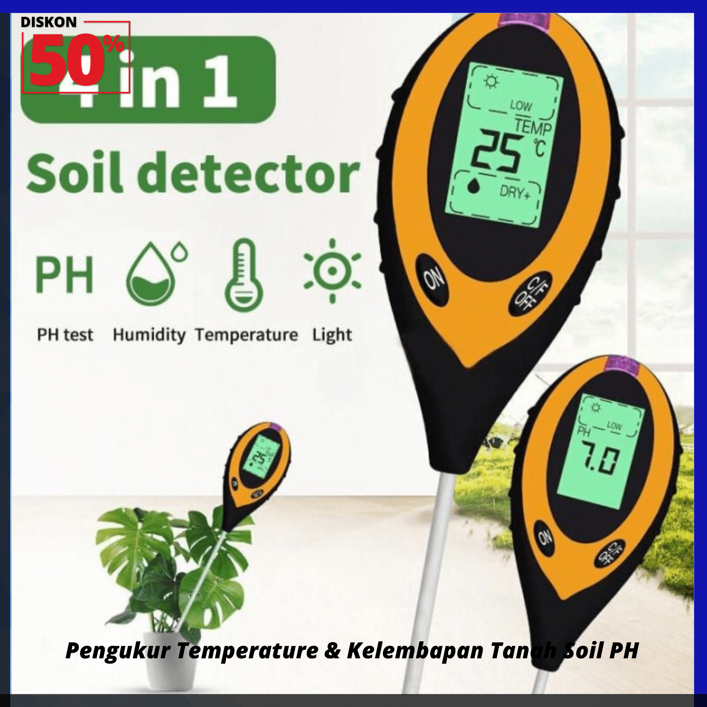 COD Pengukur Temperature Kelembapan Tanah Soil PH TPH01Pengukur