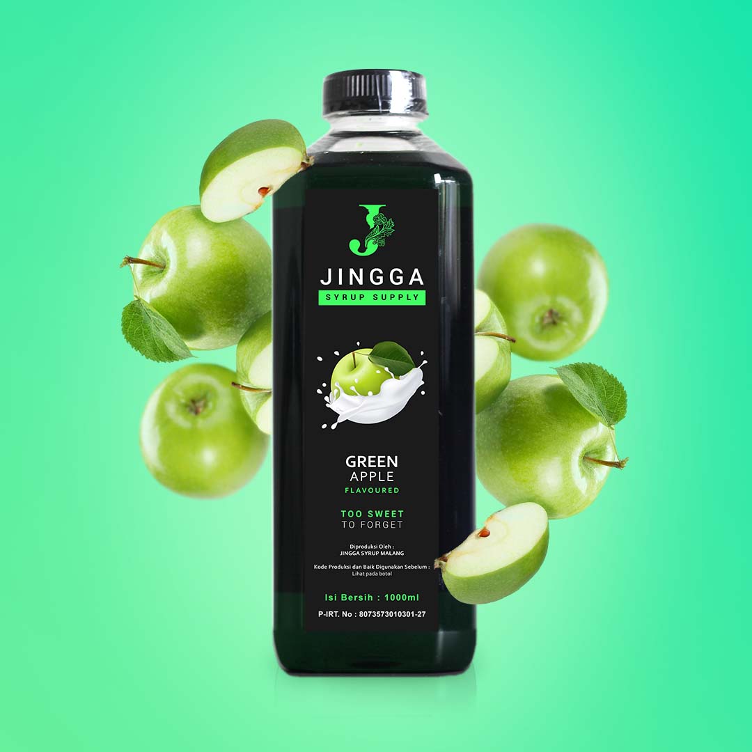 JINGGA Green Apple Syrup 1000 Ml Sirup Flavour Apel HIjau Untuk