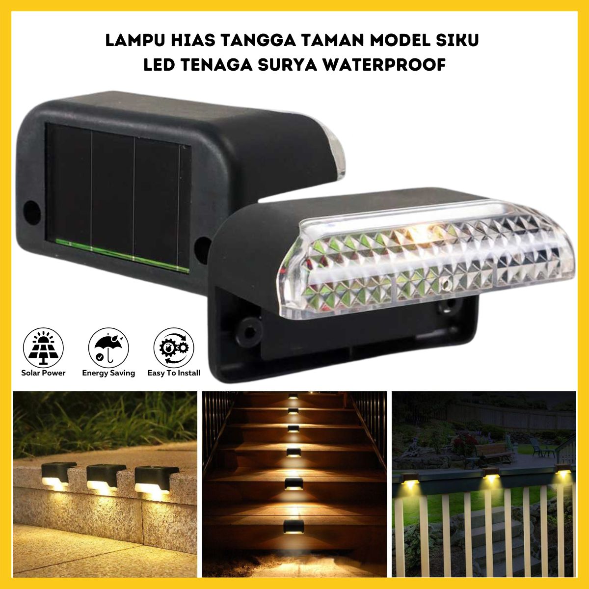 Lampu Tangga Tenaga Surya Matahari Model Siku LED Light Outdoor