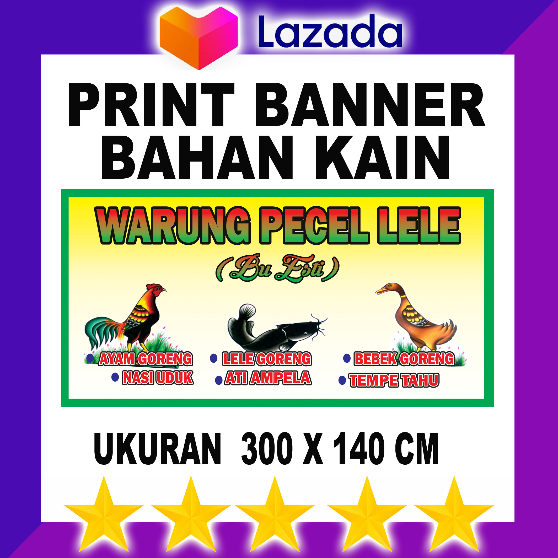 Cetak Spanduk Kain Pecel Lele Bisa Custom Free Edit Lazada Indonesia