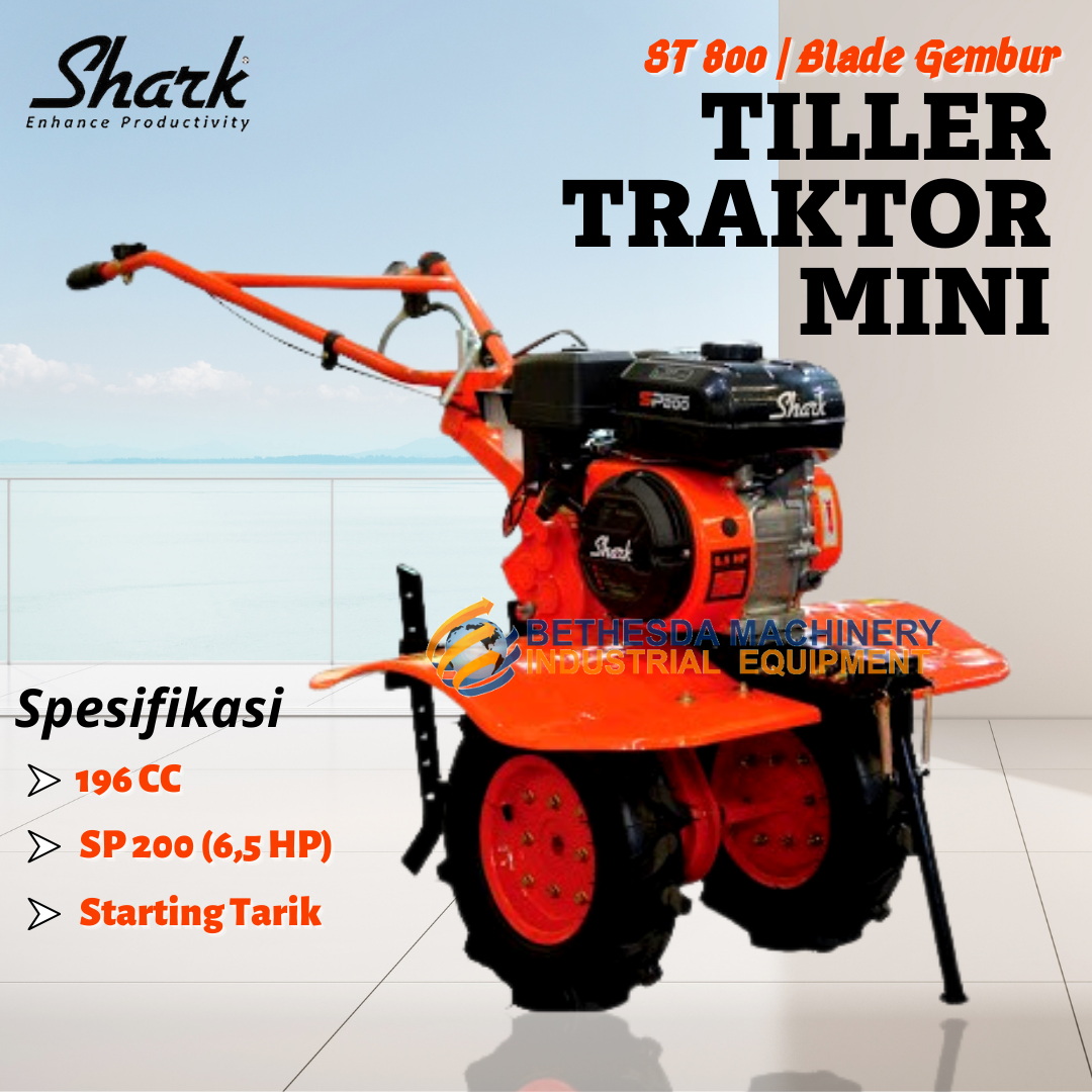 Mesin Gembur Tanah SHARK Tiller ST 800 Traktor Mini Bajak Sawah